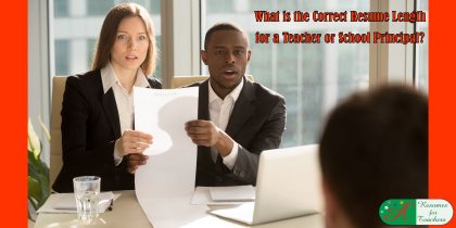 What is the correct resume lenght for a teacher or school principal?