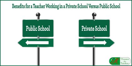 benefits for a teaching working in a private school versus public schools