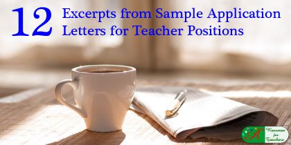 12 excerpts from sample application letters for teacher positions