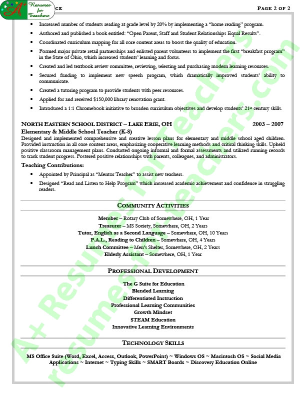 Administrator / Principal's Resume Sample - Page 2